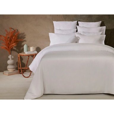 CUBREPLUMON 300 HILOS JACQUARD STRIPES 2 PLAZAS 100% ALGODÓN BLANCO - 2
