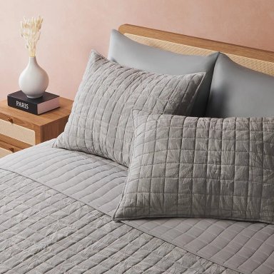 CUBRECAMA MAISON LINETT HOJAS GRIS KING - 2