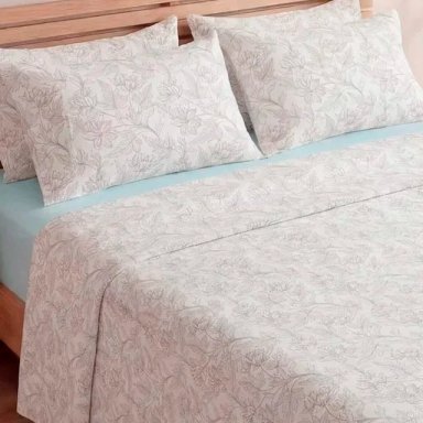SET SÁBANAS RIPLEY HOME 1.5 PLAZAS 180 HILOS 100% ALGODÓN FLOR HOJAS - 2
