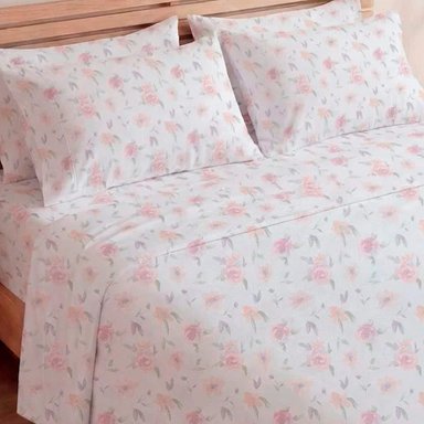 SET SÁBANAS RIPLEY HOME QUEEN 100% ALGODÓN 180 HILOS FLORES ACUALERA - 2