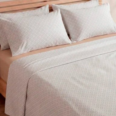 SET SÁBANAS RIPLEY HOME 1.5 PLAZAS 100% ALGODÓN 180 HILOS ROMBOS PALO ROSA - 2