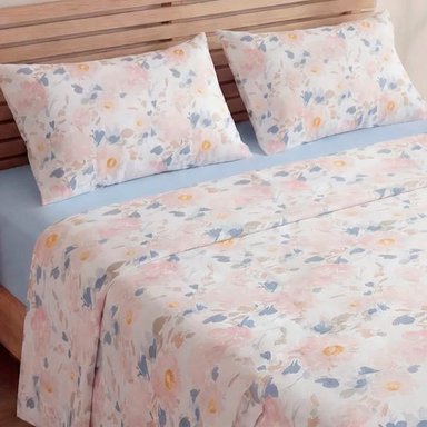 SET SÁBANAS RIPLEY HOME KING 100% ALGODÓN 180 HILOS PEONIA ACUARELA - 2