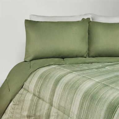 SET DE SÁBANAS + 2 FUNDAS ALMOHADAS + EDREDÓN 2 PLAZAS MICROFIBRA VERDE - 2