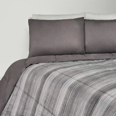 SET DE SÁBANAS + 2 FUNDAS ALMOHADAS + EDREDÓN QUEEN MICROFIBRA GRAFITO - 2