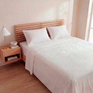 SET X2 SÁBANAS LISAS 1.5PLAZAS + 4 FUNDAS DE ALMOHADAS AZUL/BLANCO - 4