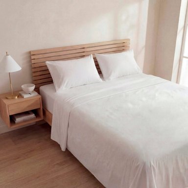SET X2 SÁBANAS LISAS 2 PLAZAS + 4 FUNDAS DE ALMOHADAS GRIS/BLANCO - 4