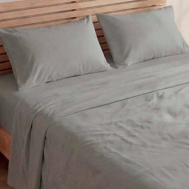SET X2 SÁBANAS LISAS KING + 4 FUNDAS DE ALMOHADAS GRIS/BLANCO - 2