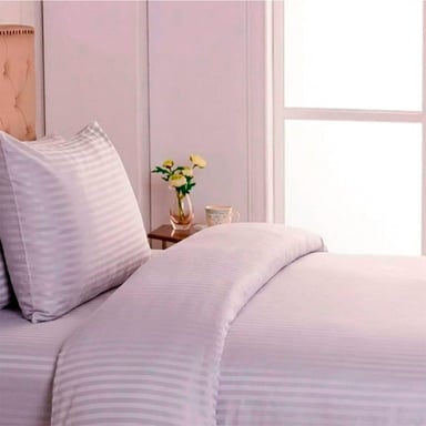 CUBREPLUMON 300 HILOS JACQUARD STRIPES 1.5 PLAZAS 100% ALGODÓN GRIS - 2