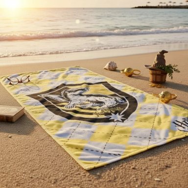 TOALLA DE PLAYA HARRY POTTER CASA HUFFLEPUFF 100% ALGODÓN 80X160 CM