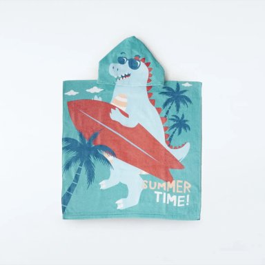 PONCHO PLAYA RIPLEY HOME DINOSURF ALGODÓN 60X120 CM