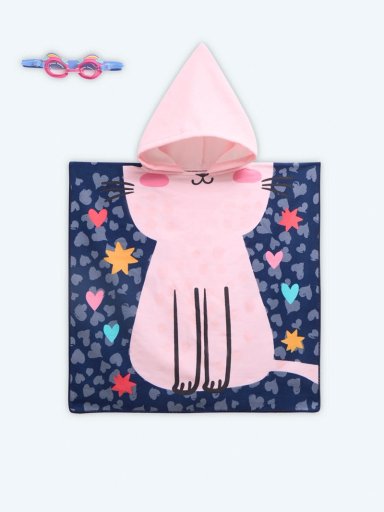 PONCHO DE PLAYA RIPLEY HOME KITTY  60X120 CM + LENTES DE NATACIÓN