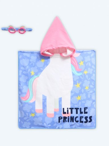 PONCHO DE PLAYA RIPLEY HOME UNICORN  60X120 CM + LENTES DE NATACIÓN