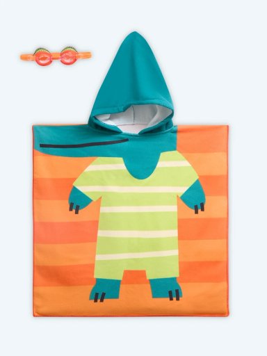PONCHO DE PLAYA RIPLEY HOME CROCODILE  60X120 CM + LENTES DE NATACIÓN