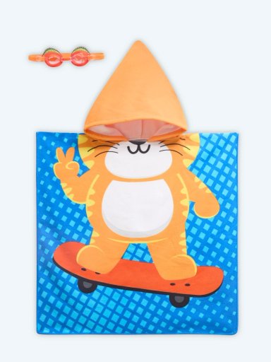 PONCHO DE PLAYA RIPLEY HOME TIGER  60X120 CM + LENTES DE NATACIÓN