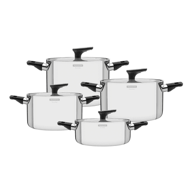 JUEGO OLLAS TRAMONTINA GRANO ACERO 8 PIEZAS