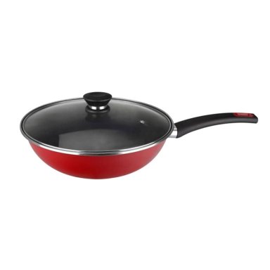 WOK MAGEFESA CORAL ACERO VITRIFICADO ROJO 30 CM