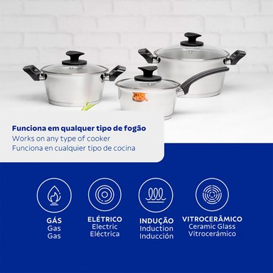 JUEGO DE OLLAS TRAMONTINA ASTRO SILICONE 7 PIEZAS PLATEADO - 2