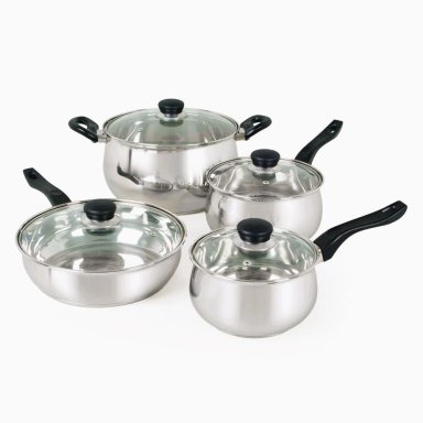 JUEGO DE OLLAS OSTER RAMETTO PLATA 8 PIEZAS ACERO INOXIDABLE