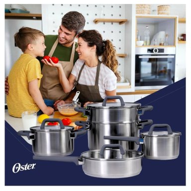 SET DE OLLAS OSTER RAMETTO 8.0 PIEZAS PLATEADO - 5