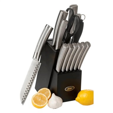 JUEGO DE CUCHILLOS OSTER ACERO INOXIDABLE 14 PIEZAS WELLISFORD PLATEADO