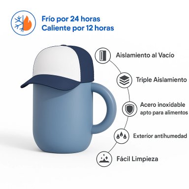 MUG ASOBU HAPPY CAP LIGHT AZUL - 2