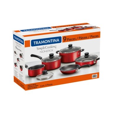 OLLA TRAMONTINA 27899/163 - TUSA 9 PIEZAS ROJO - 2