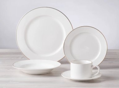 VAJILLA RIPLEY HOME SET BONE RED BLA GOLD PORCELANA 20 PIEZAS