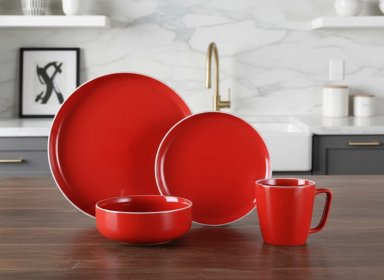VAJILLA RIPLEY HOME SET ROJO CERÁMICA CANDY 16 PIEZAS - 2