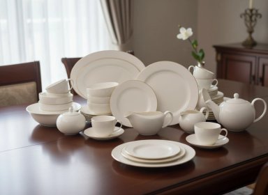 VAJILLA RIPLEY HOME SET BONE CHINA FILO DORADO PORCELANA 43 PIEZAS - 2
