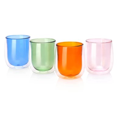 SET 4 VASOS RIPLEY HOME DOBLE PARED COLORES