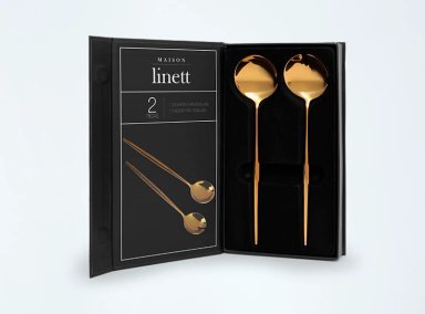 SET CUBIERTOS MAISON LINETT SERVIR DORADO 2 PIEZAS - 2