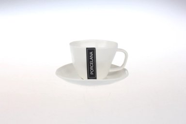SET VAJILLA MAISON LINETT TAZA + PLATO CAFÉ IRREGULAR BLANCO ART PORCELANA 2 PIEZAS - 2