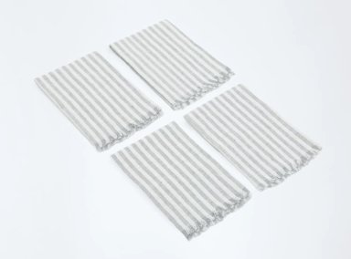 SETX4 SERVILLETAS MAISON LINETT RAYAS ALGODÓN GRIS 40X40 CM