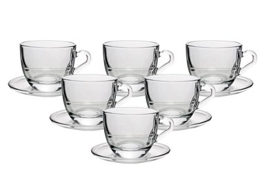 SET 6 TAZAS Y PLATOS RIPLEY HOME VIDRIO 75ML