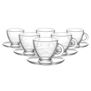 SET 6 TAZAS Y PLATOS RIPLEY HOME VIDRIO 200ML