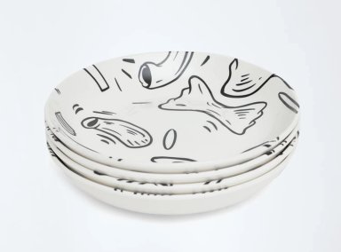 SET 4 BOWLS PASTA B&W - 2