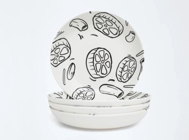 SET 4 BOWLS PASTA B&W - 3