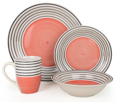 VAJILLA RIPLEY HOME SET CERÁMICA LÍNEAS 16 PIEZAS