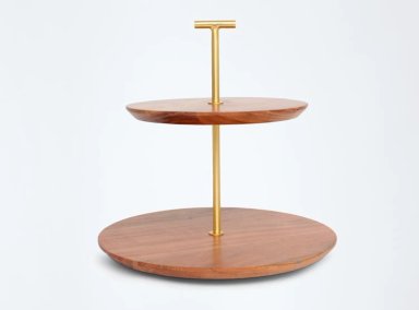 PLATO 2 PISOS MAISON LINETT MADERA Y GOLD