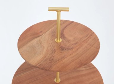 PLATO 2 PISOS MAISON LINETT MADERA Y GOLD - 2