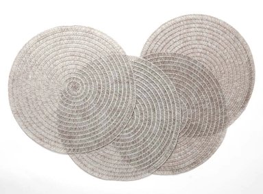 SET INDIVIDUALES RIPLEY HOME REDONDOS JASPEADO 4 PIEZAS BEIGE