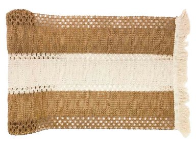 MANTEL MAISON LINETT CROCHET CON FLECOS 30X200 CM BEIGE