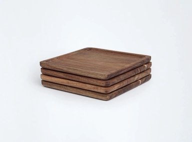 SET 4 VAJILLAS RIPLEY HOME MADERA CUADRADO ACACIA