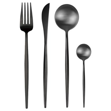 SET CUBIERTOS MAISON LINETT NEGRA 24 PIEZAS