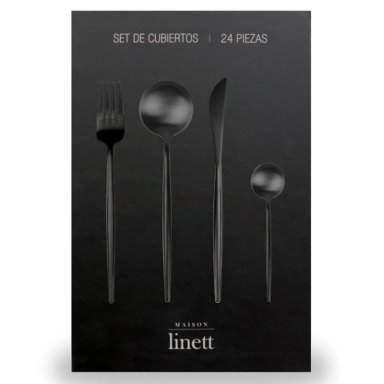 SET CUBIERTOS MAISON LINETT NEGRA 24 PIEZAS - 6