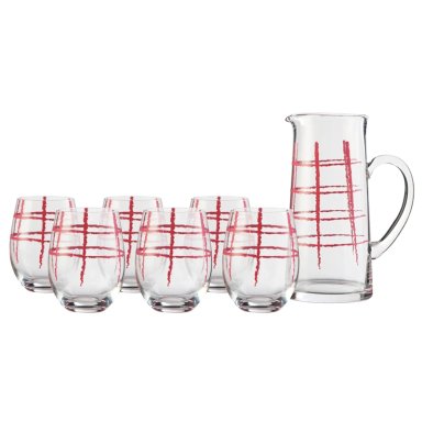 SET JARRA + 6 VASOS RIPLEY HOME FRESA VIDRIO