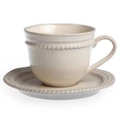 TAZA CON PLATO MAISON LINETT PERLAS PORCELANA 14.8X14.8 CM