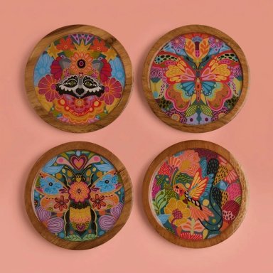 SET X4 POSAVASOS FOLKÁNICA MADERA 10 CM - 2