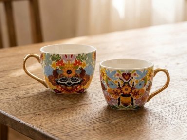 SETX2 TAZAS PORCELANA FOLKÁNICA - 2