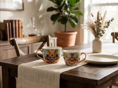 SETX2 TAZAS PORCELANA FOLKÁNICA - 3